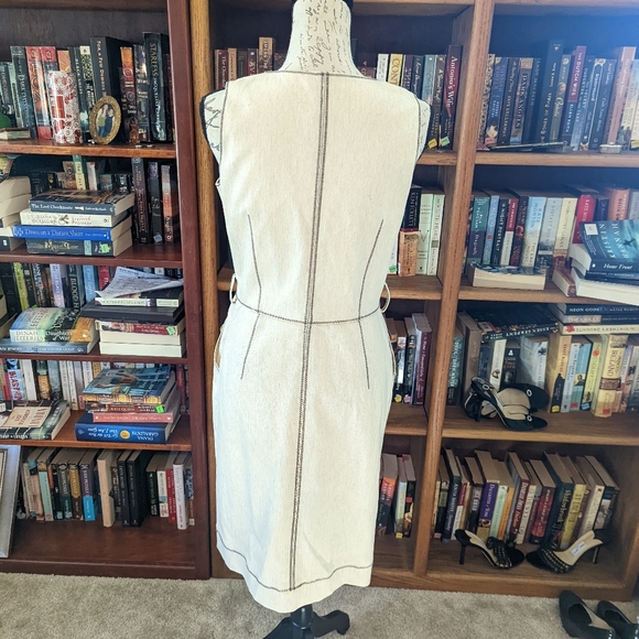 Oscar de la Renta cotton twill button down sleeveless dress euc size 8 - Picture 2 of 8